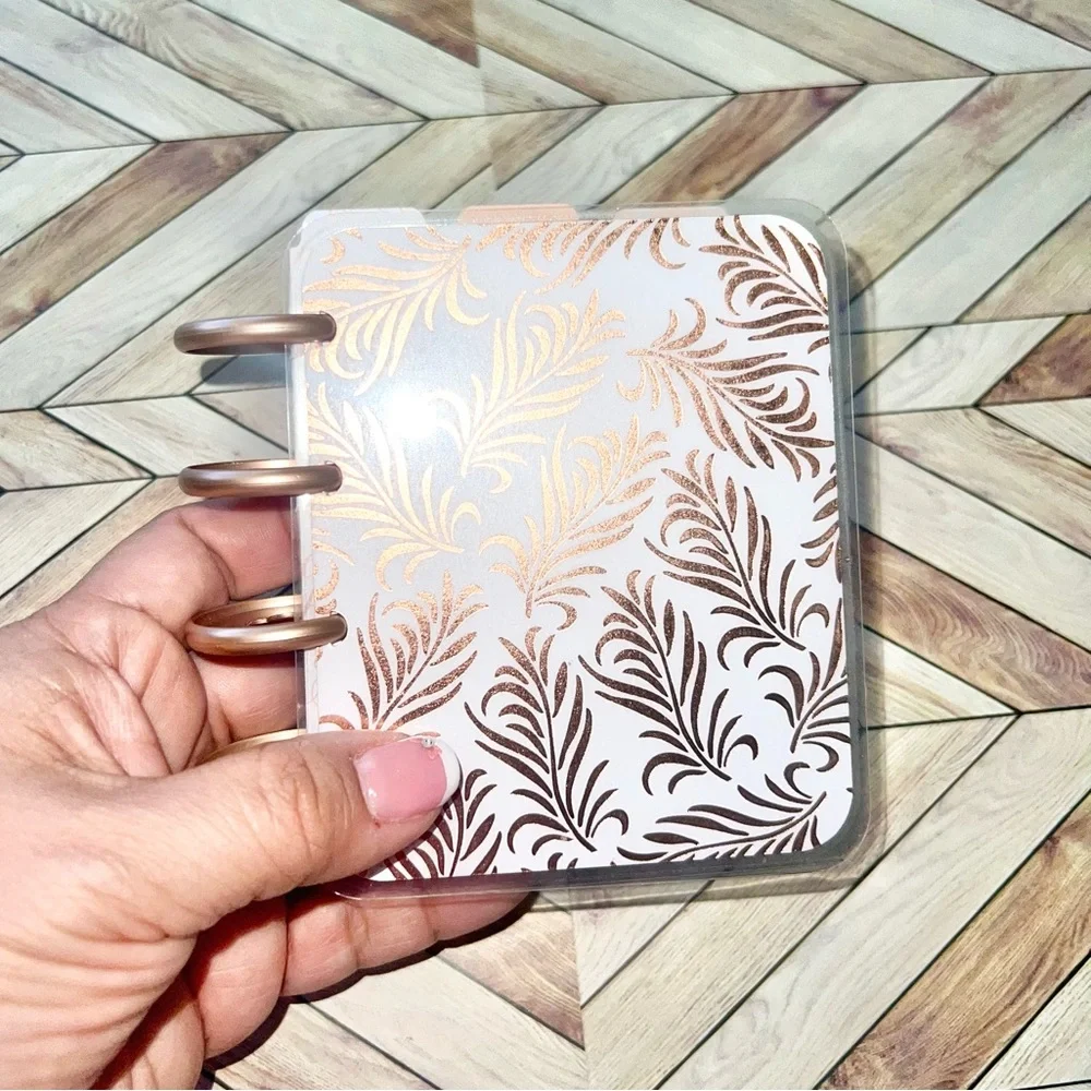 Happy planner micro size notes monthly and weekly layout Rose Golg Quartz leaves